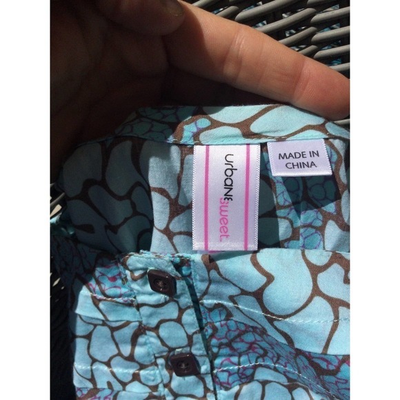 Urban & sweet size medium scrub top scrubs womens blue brown feminine - Picture 4 of 12